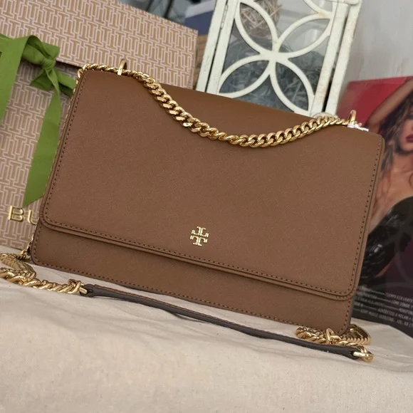 New Tory Burch Emerson Flap Adjustable Shoulder Bag moose - Picture 3 of 13